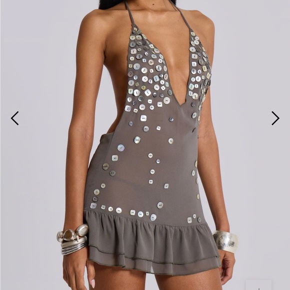 Jaded London Dresses & Skirts - Jaded London Button Me Up Mini Dress in Grey